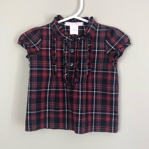 Janie & Jack Blue & Red ruffle checkered top. 3-6m